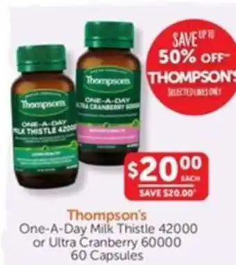 WHOLELIFE catalogue Thompsom One-A-Day Milk Thistle 42000 or Ultra Cranberry 60000 offer