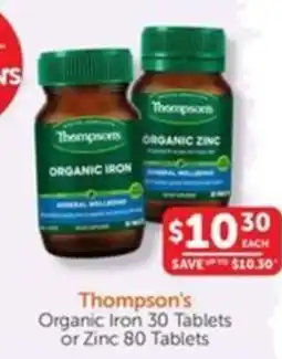 WHOLELIFE catalogue Thompson's Organic Iron or Zinc offer