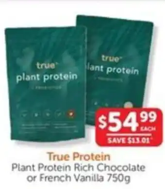 WHOLELIFE catalogue True Protein Plant Protein Rich Chocolate or French Vanilla offer