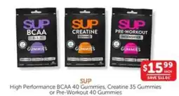 WHOLELIFE catalogue SUP High Performance BCAA 40 Gummies, Creatine 35 Gummies or Pre-Workout 40 Gummies offer