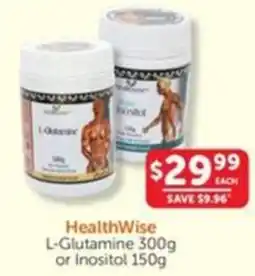 WHOLELIFE catalogue HealthWise L-Glutamine or Inositol offer