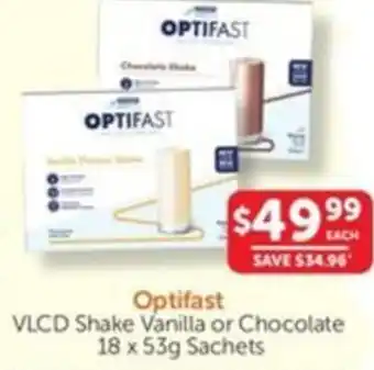 WHOLELIFE catalogue Optifast VLCD Shake Vanilla or Chocolate offer