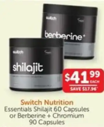 WHOLELIFE catalogue Switch Nutrition Essentials Shilajit or Berberine + Chromium offer