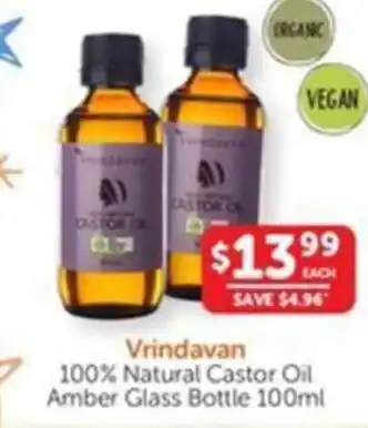 WHOLELIFE catalogue Vrindavan 100% Natural Castor Oil Amber Glass Bottle offer