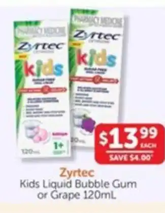 WHOLELIFE catalogue Zyrtec Kids Liquid Bubble Gum or Grape offer