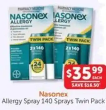 WHOLELIFE catalogue Nasonex Allergy Spray 140 Sprays Twin Pack offer