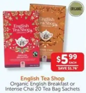 WHOLELIFE catalogue English Tea Shop Organic English Breakfast or Intense Chai offer