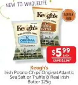 WHOLELIFE catalogue Keogh's Irish Potato Chips Original Atlantic Sea Salt or Truffle & Real Irish Butter offer