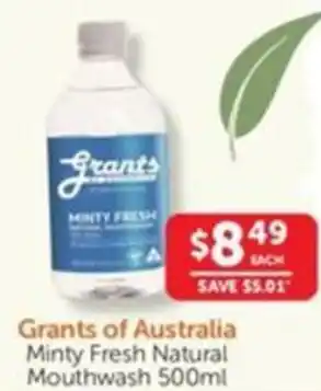 WHOLELIFE catalogue Grants of Australia Minty Fresh Natural Mouthwash offer