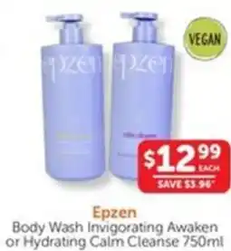 WHOLELIFE catalogue Epzen Body Wash Invigorating Awaken or Hydrating Calm Cleanse offer