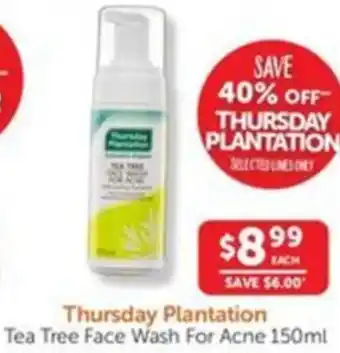 WHOLELIFE catalogue Thursday Plantation Tea Tree Face Wash For Acne offer