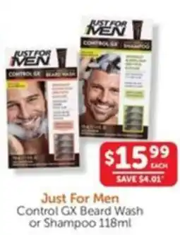 WHOLELIFE catalogue Just For Men Control GX Beard Wash or Shampoo offer