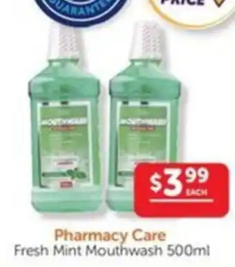 WHOLELIFE catalogue Pharmacy Care Fresh Mint Mouthwash offer