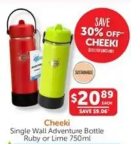 WHOLELIFE catalogue Cheeki Single Wall Adventure Bottle Ruby or Lime offer