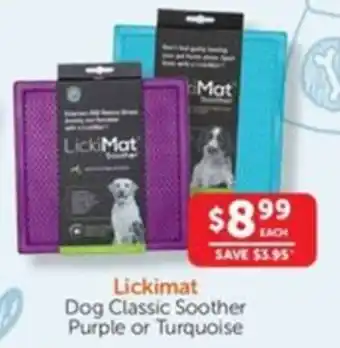 WHOLELIFE catalogue Lickimat Dog Classic Soother Purple or Turquoise offer