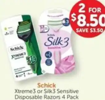 WHOLELIFE catalogue Schick Xtreme3 or Silk 3 Sensitive Disposable Razors offer