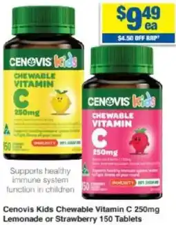 My Chemist Cenovis Kids Chewable Vitamin C 250mg Lemonade or Strawberry offer