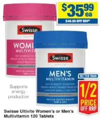 My Chemist Swisse Ultivite Women's or Men's Multivitamin offer