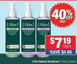 Direct Chemist Outlet A'kin Natural Deodorant Variants offer