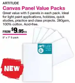 Eckersley's Art & Craft Canvas Panel Value Packs offer