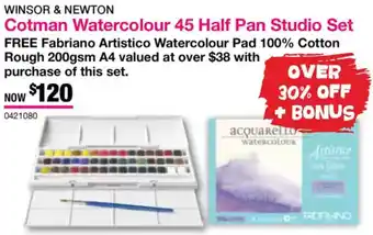 Eckersley's Art & Craft Cotman Watercolour 45 Half Pan Studio Set offer