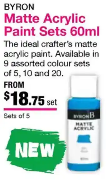 Eckersley's Art & Craft Matte Acrylic Paint Sets offer