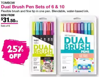 Eckersley's Art & Craft Dual Brush Pen Sets of 6 & 10 offer