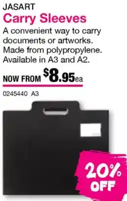 Eckersley's Art & Craft Carry Sleeves offer