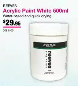 Eckersley's Art & Craft Acrylic Paint White offer