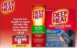 Pharmacy4Less Deep Heat Extra Strength Fast Targeted Pain Relief Cream or Muscular Pain Heat Patches offer