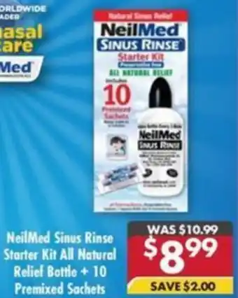 Pharmacy4Less NeilMed Sinus Rinse Starter Kit All Natural Relief Bottle + 10 Premixed Sachets offer