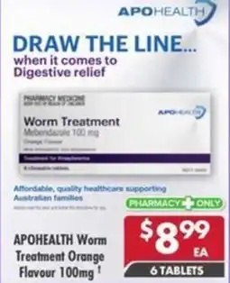 Pharmacy4Less APOHEALTH Worm Treatment Orange Flavour 100mg offer