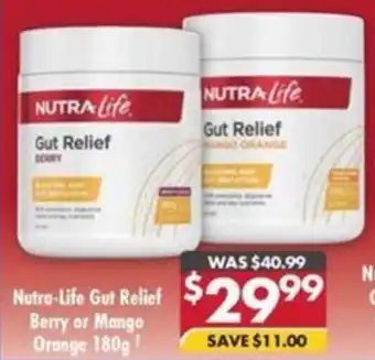 Pharmacy4Less Nutra-Life Gut Relief Berry or Mango Orange offer