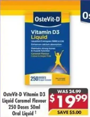 Pharmacy4Less OsteVit-D Vitamin D3 Liquid Caramel Flavour 250 Doses Oral Liquid offer