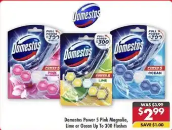 Pharmacy4Less Domestos Power 5 Pink Magnolia, Lime or Ocean Up To 300 Flushes offer