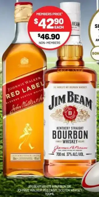 Harry Brown Jim beam white bourbon or johnnie walker red label scotch whisky offer