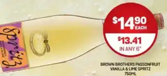 Harry Brown Brown brothers passonfruit vanilla & lime spritz offer