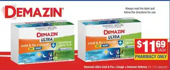 Direct Chemist Outlet Demazin Ultra Cold & Flu + Cough + Immune Defence 24+ offer