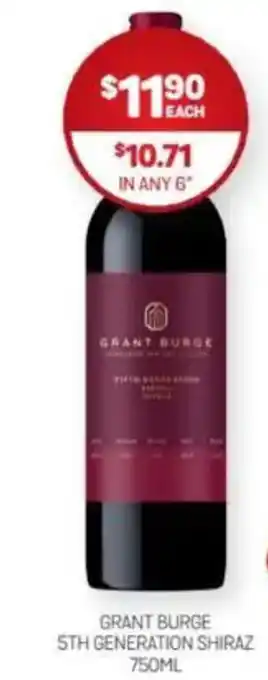 Harry Brown Grant burge 5th generation shiraz offer