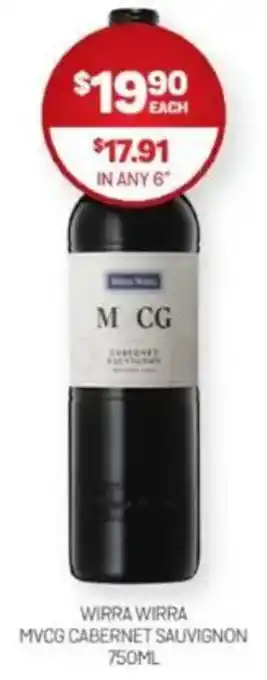 Harry Brown Wirra wirra mvcg cabernet sauvignon offer