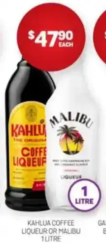 Harry Brown Kahlua coffee liqueur or malibu offer