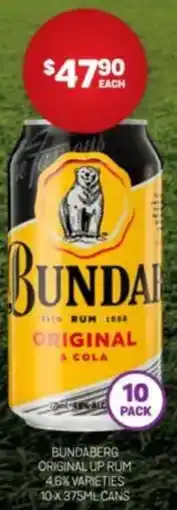 Harry Brown Bundaberg original up rum 4.6% varieties offer