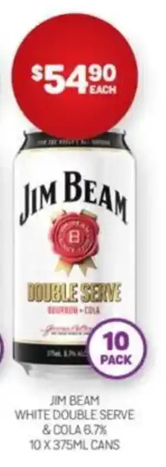 Harry Brown Jim beam white double serve & cola 6.7% offer