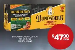 Harry Brown Bundaberg original up rum 4.6% varieties offer