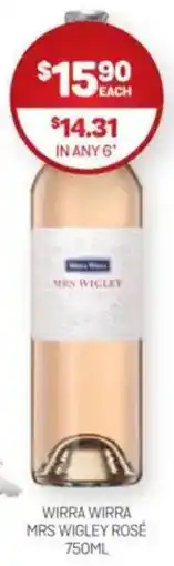 Harry Brown Wirra wirra mrs wigley rosé offer