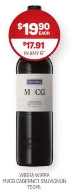 Harry Brown Wirra wirra mvcg cabernet sauvignon offer