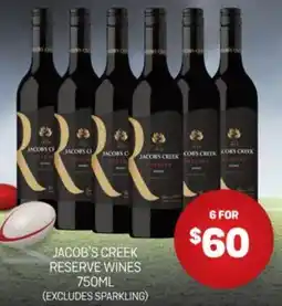 Harry Brown Jacob's creek reserve wines offer