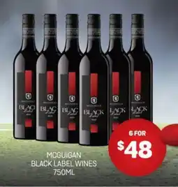 Harry Brown Mcguigan black label wines offer