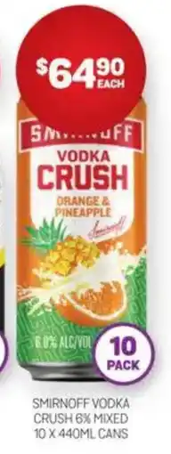 Harry Brown Smirnoff vodka crush 6% mixed offer