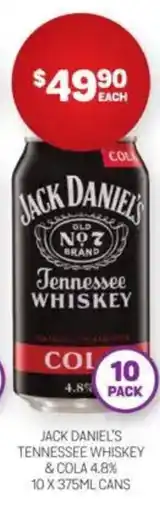 Harry Brown Jack daniel's tennessee whiskey & cola 4.8% offer